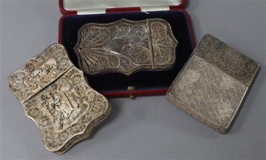 Three filigree card cases